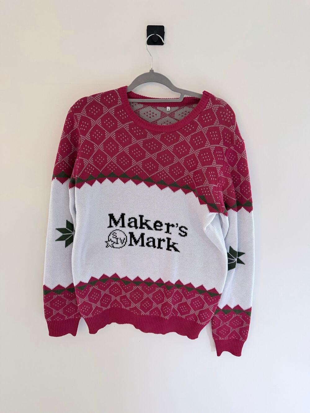 Makers Mark Mens Fair Isle Ugly Christmas Whisky Bourbon Bar Knit Sweater-Size M